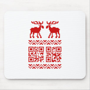 Mousepad Feliz ano novo de Código QR do Sweater de Natal F