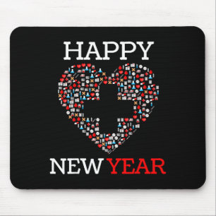 Mousepad Feliz Ano Novo Enfermeira Coração 2023 Enfermagem