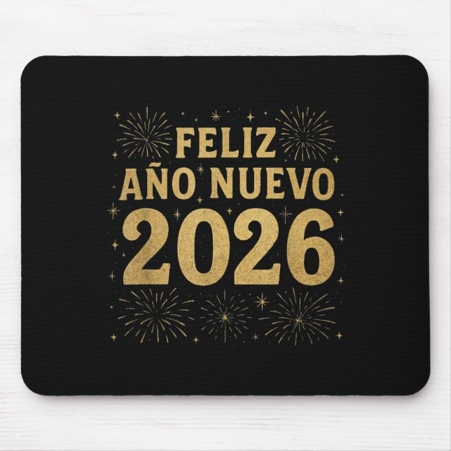 Mousepad Feliz Año Nuevo 2026 Spanish New Year Gold Firewor (Frente)
