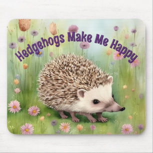 Mousepad Feliz Aquarela De Porco No Campo Das Flores