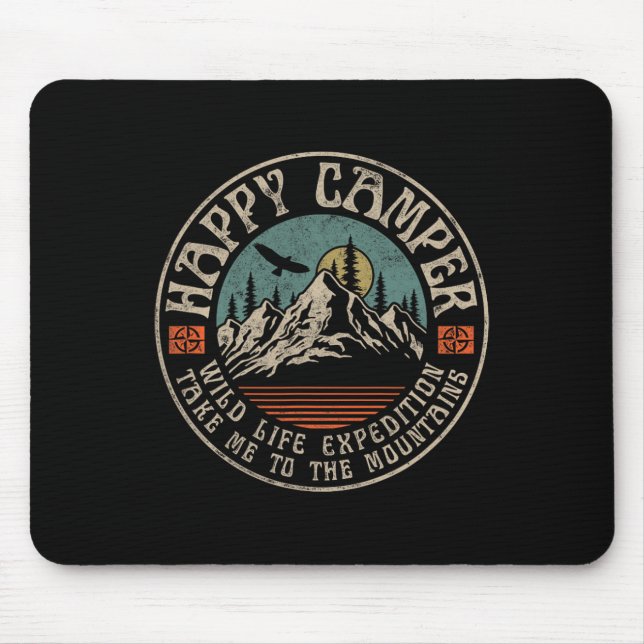 Mousepad Feliz Aventureiro Retro Acampamento Vintage Campin (Frente)