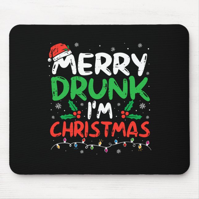 Mousepad Feliz Bebado Sou a Piada de Papais noeis engraçada (Frente)