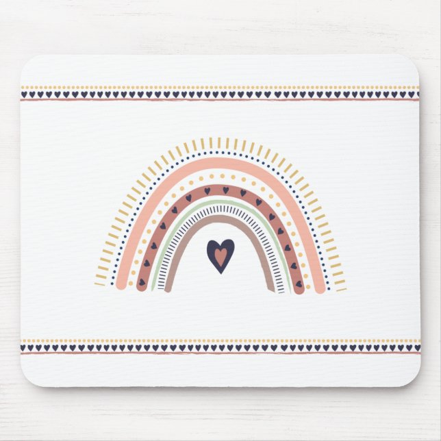 Mousepad Feliz Boho Arco-Íris Moderno Mínimo Trendy Chic (Frente)