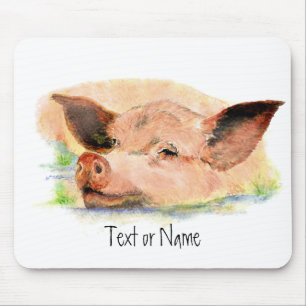Mousepad Feliz bonito como um porco na lama, animal de