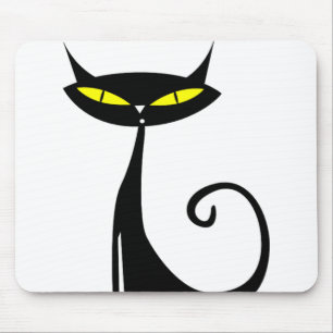 Mousepad Feliz Cabelo Negro de Gato de Halloween