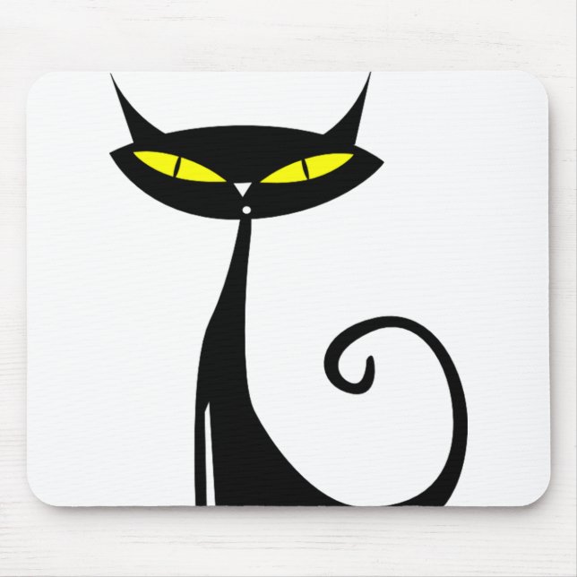 Mousepad Feliz Cabelo Negro de Gato de Halloween (Frente)