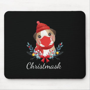 Mousepad Feliz Cachorro de Natal Lover Bulldog Vestindo Más