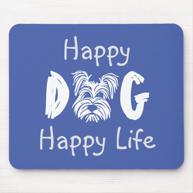 Mousepad Feliz Cachorro Feliz Com O Mouse De Vida (Frente)