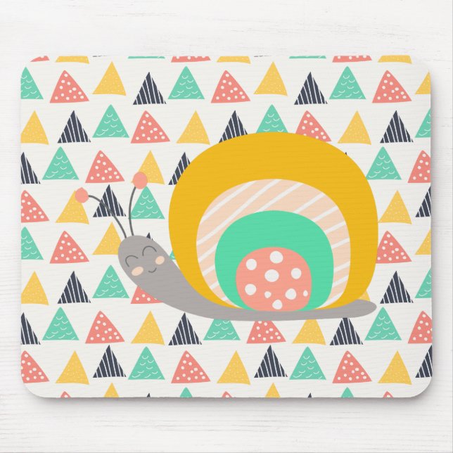 Mousepad Feliz Caracol em Triângulos (Frente)