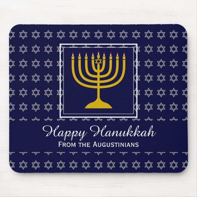 Mousepad FELIZ CHANUKAH Ama Joy Paz BLUE Hebraico (Frente)