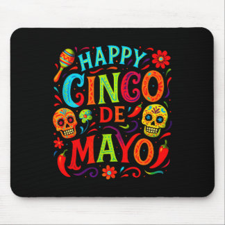 Mousepad Feliz cinco de maio - caveiras de festa mexicana 