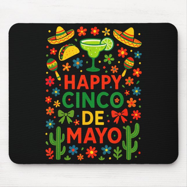 Mousepad Feliz cinco de mayo - festa mexicana fiesta cacto  (Frente)