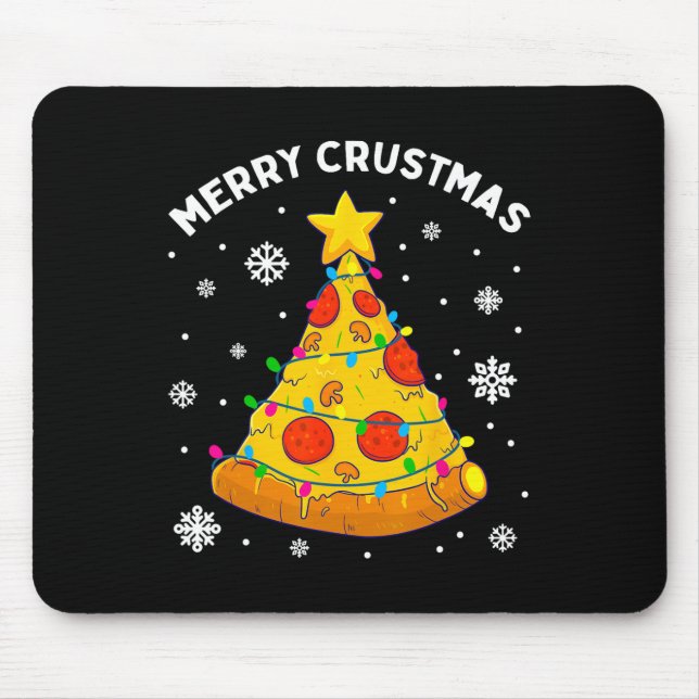 Mousepad Feliz Crustmas Pizza Árvore de Natal Presentes de  (Frente)