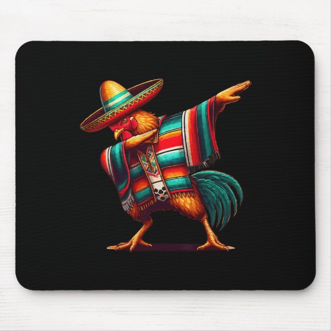 Mousepad Feliz Dabbing Frango Mexicano Amante do Cinco De M (Frente)