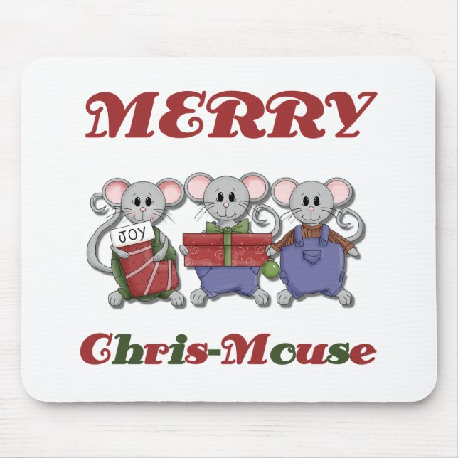 Mousepad Feliz de Camisetas e presentes do mouse Chris-Mous (Frente)