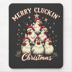 Mousepad Feliz Dependendo Galinhas Engraçadas de Natal