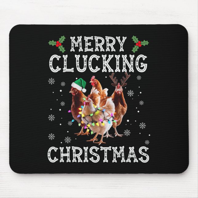 Mousepad Feliz Dependendo Natal Frango Engraçado Santa Hat  (Frente)