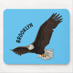 Mousepad Feliz desenho animado de águia-calva voadora