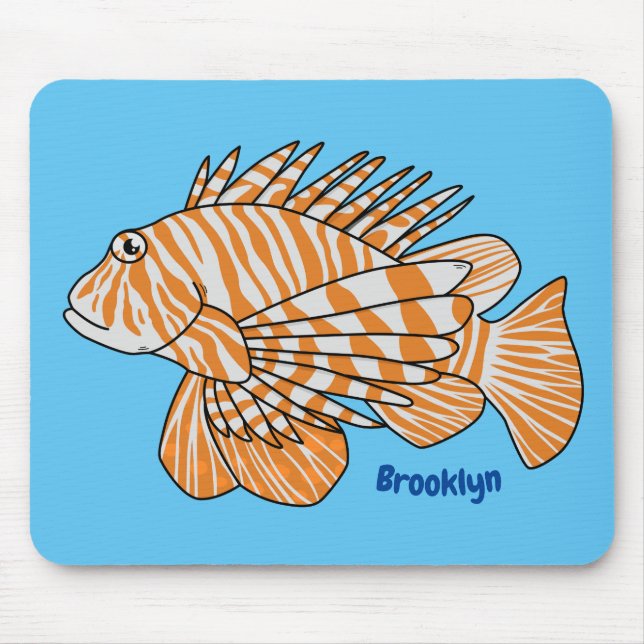 Mousepad Feliz desenho animado de lionfish (Frente)