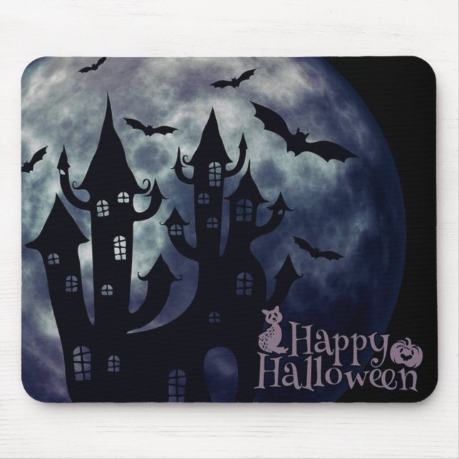 Mousepad Feliz Dia das Bruxas, Bats Cérebros e House Mousep (Frente)