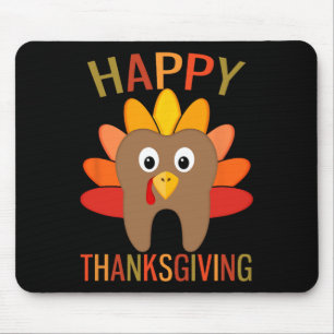 Mousepad Feliz Dia de Ação de Graças Dente Peru Dentista Od