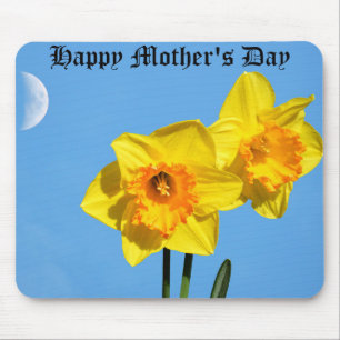 Mousepad Feliz Dia de as mães Daffodils Dourado Flores medu
