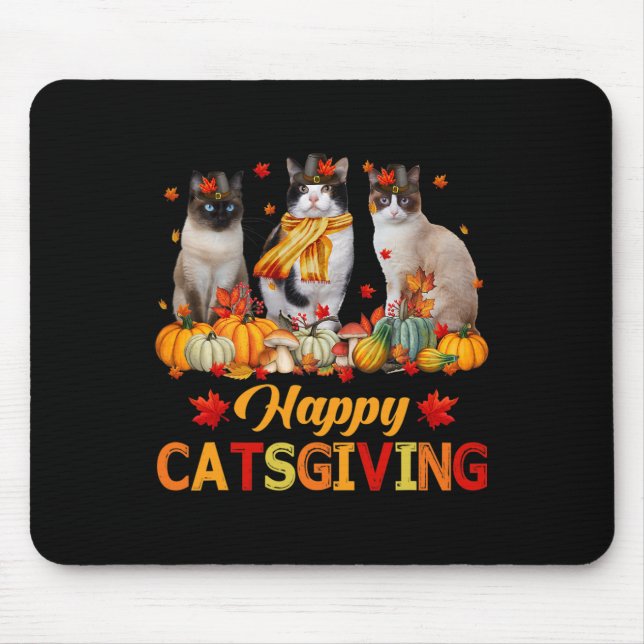 Mousepad Feliz Dia de Captura Siamês Cat Autumn Fall Vibes  (Frente)