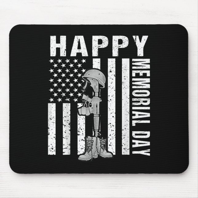 Mousepad Feliz Dia de Memória Camisa De Bandeiras Dos Eua (Frente)