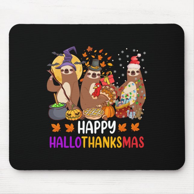 Mousepad Feliz Dia de Natal do Halloween Sloth Sloth (Frente)