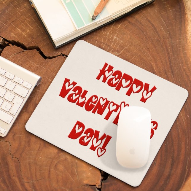 Mousepad Feliz dia de os namorados com Corações (Happy Valentine's Day with Hearts Mouse Pad)