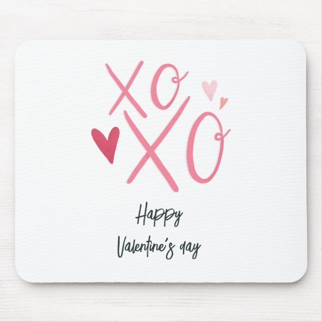 Mousepad Feliz dia de os namorados "XOXO" Rosa (Frente)
