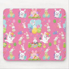 Mousepad Feliz dia de Páscoa - Padrão Coelho Engraçado e Ov