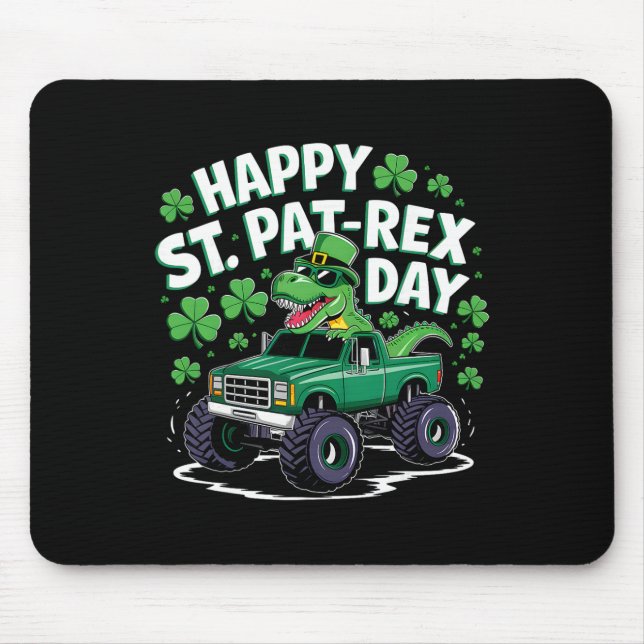 Mousepad Feliz Dia de São Pat-rex Patrick Dinossauro Monstr (Frente)