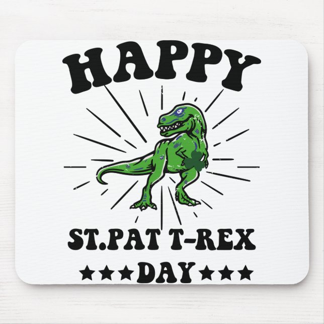 Mousepad Feliz Dia de São Patrício Trex Dino (Frente)