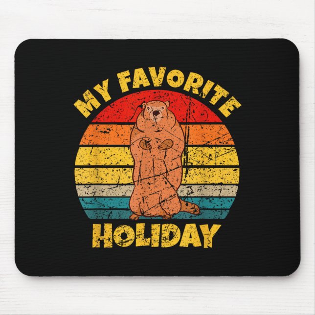 Mousepad Feliz Dia do Groundhog 2026 Meu Feriado Favorito G (Frente)