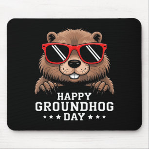Mousepad Feliz Dia do Groundhog Amante de Animais Homens Mu