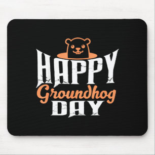 Mousepad Feliz Dia do Groundhog Engraçado Fofinho Animal Lo