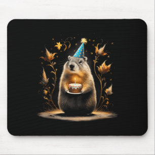 Mousepad Feliz Dia do Groundhog Ground Hog Com Bolo de Aniv