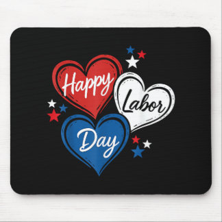 Mousepad Feliz Dia do Trabalho Corações Patrióticos Vermelh