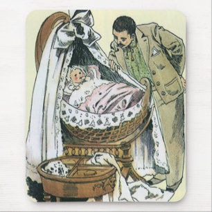 Mousepad Feliz Dia dos Pais Vintage, Berço de Bebê Vitorian