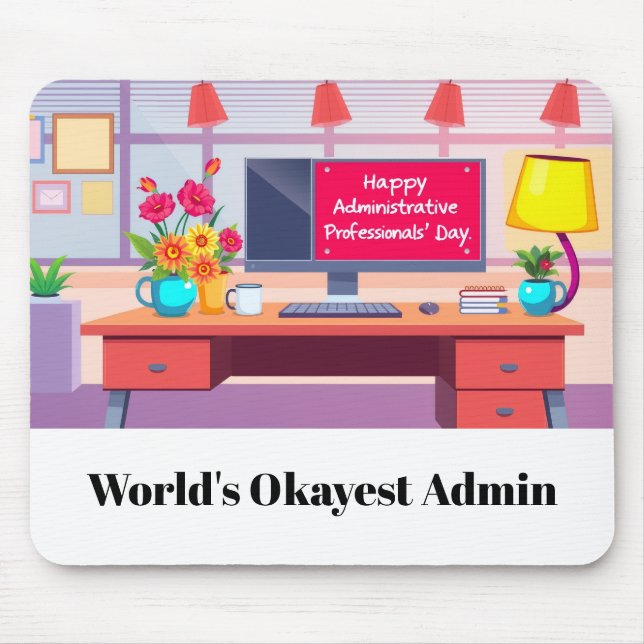 Mousepad Feliz Dia dos Profissionais Administrativos Mesa (Frente)
