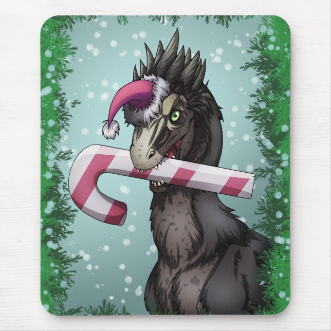 Mousepad Feliz Dinossauro de Natal (Frente)