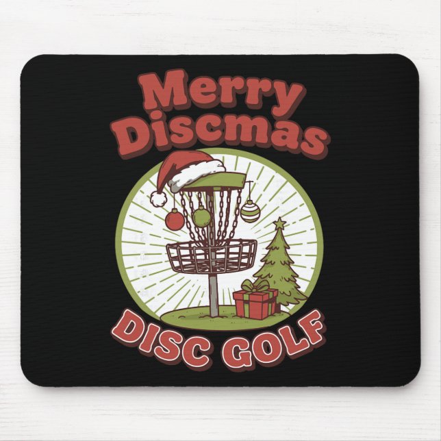 Mousepad Feliz Discmas Disc Golf Divertido Cesto de Disco V (Frente)