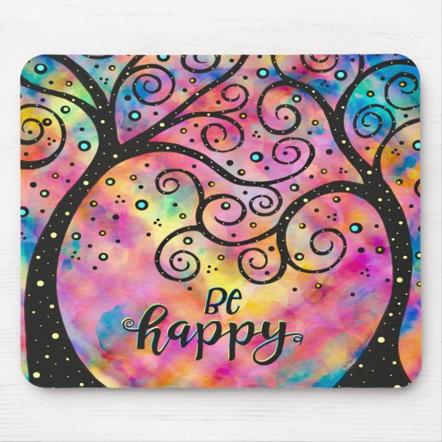 Mousepad Feliz, Divirta-Se Inspirividade Rosa (Frente)