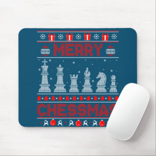 Mousepad Feliz do jogador de xadrez, Natal, doce feio