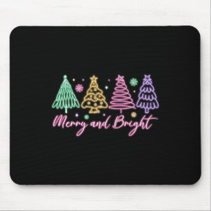 Mousepad Feliz E Árvore De Natal Brilhante Garota De Natal