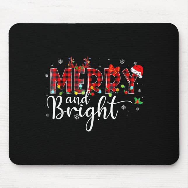 Mousepad Feliz E Bright Buffalo Xadrez Red Santa Hat Xmas (Frente)