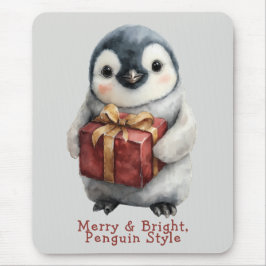 Mousepad Feliz e Pinguim Brilhante Natal