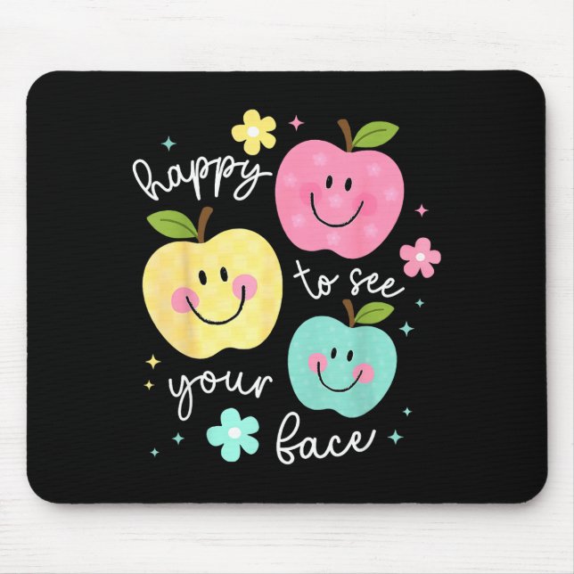 Mousepad Feliz em ver seu rosto Groovy Apple Sorriso Face C (Frente)
