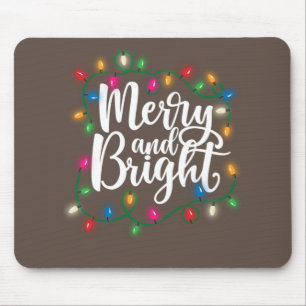 Mousepad Feliz Engraçada e Luzes de Natal Brilhantes